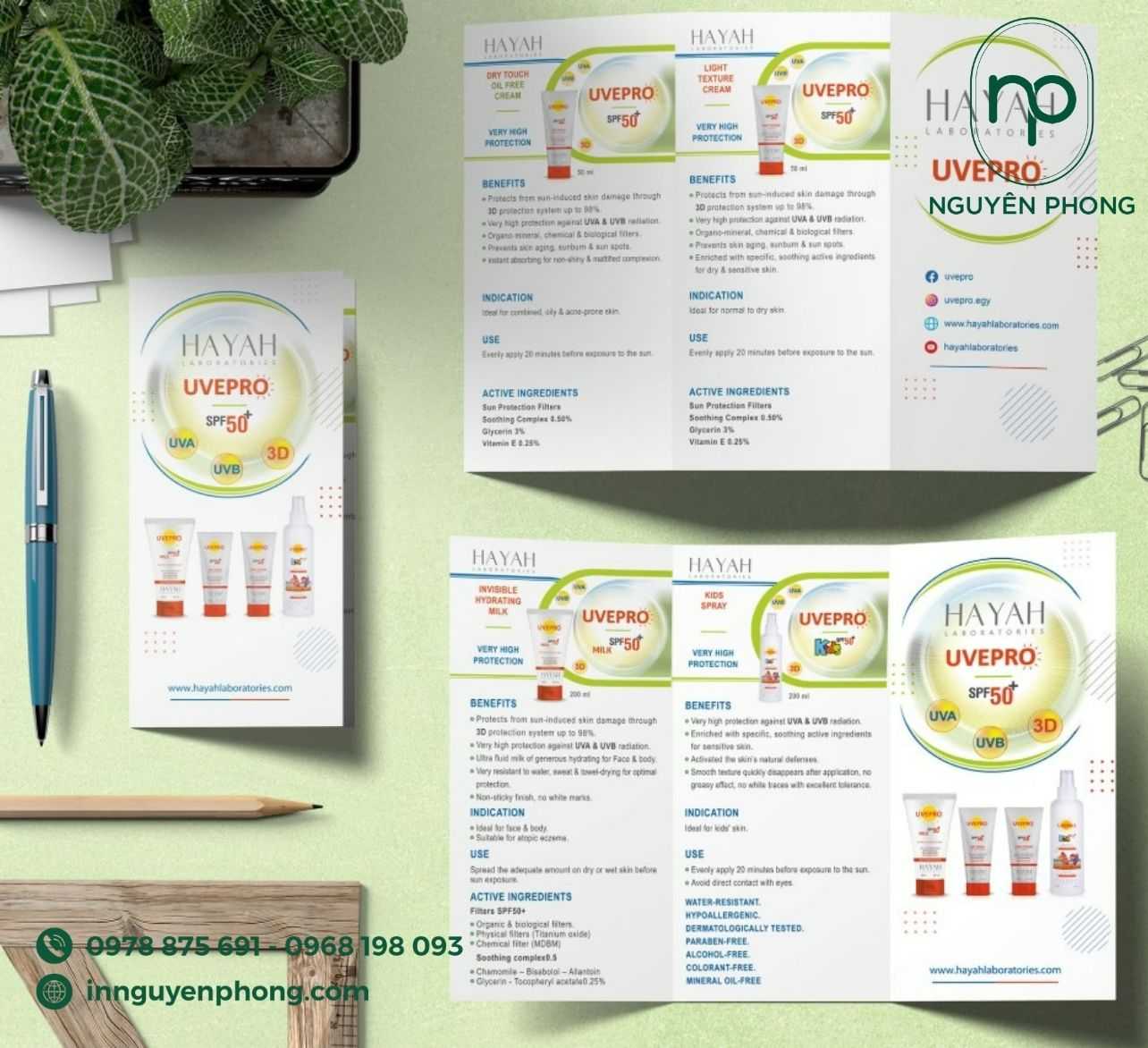 Tờ rơi gấp quảng cáo kem chống nắng